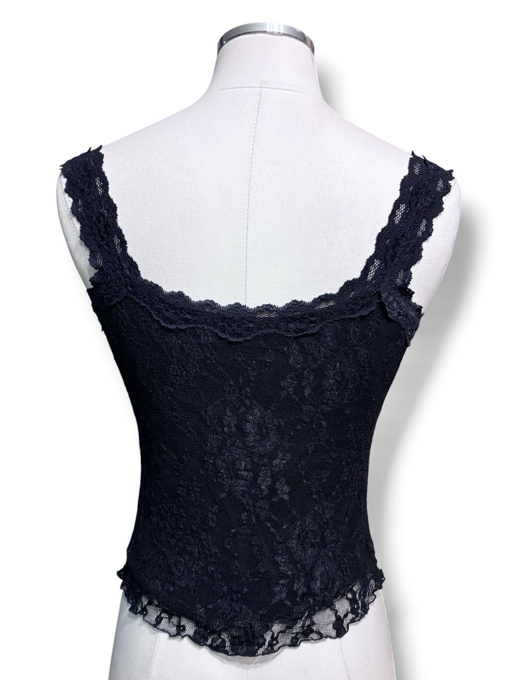 NECESSARY OBJECTS Black Stretch Lace Layered Corset Style Camisole VINTAGE Y2K - Picture 3 of 7